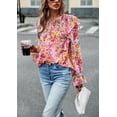thumbnail image 2 of Womens Blouses and Tops Boho Floral Print Long Sleeve Chiffon Shirts and Tops Loose Fit, 2 of 6