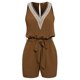 thumbnail image 1 of Gibobby pantalones de yoga Mono sin mangas liso con cuello en V de encaje informal para mujer de primavera y verano(Caqui， L), 1 of 5