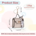 thumbnail image 2 of Mini Backpack Keychain, Cute Coin Purse Keychain PU Leather Backpack Purse Key Chain, Beige, 2 of 7