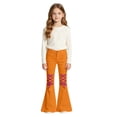 thumbnail image 3 of Rvusndi Flare Pants Girls Flare Leg Jeans Casual Unique Tie Print Design Comfort with Pockets Soft Elastic Waist Stylish Trousers Everyday Wear Relaxed Fit 5-16 Years, 3 of 5