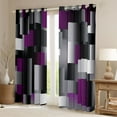 thumbnail image 2 of Feelyou Grey Purple Square Black Out Curtains, Abstract Curtains Pack of 2 (42x63 Each), 2 of 6