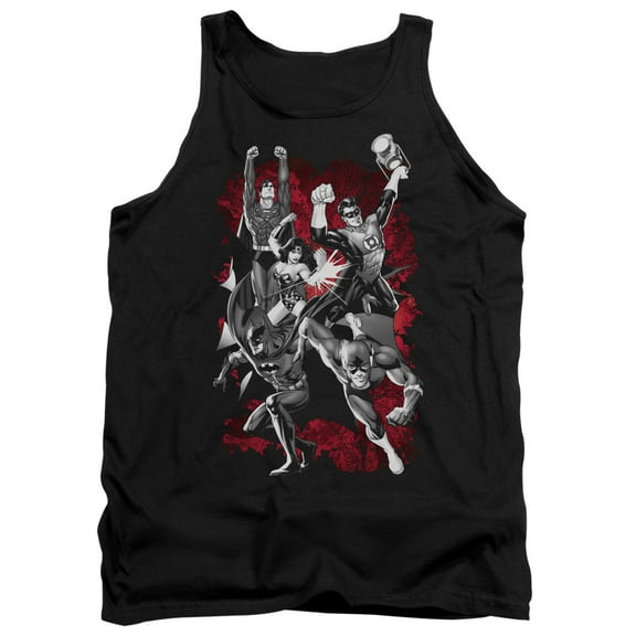 JLA Justice League JLA Justice League Explosion Adult Tank Top Black