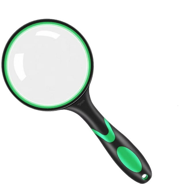 Handheld Reading Magnifier Set With Hanging Rope And Rubber Handle, 65mm Magnifying Lens Handheld Magnifying Glass For Observation Reading Book Fault