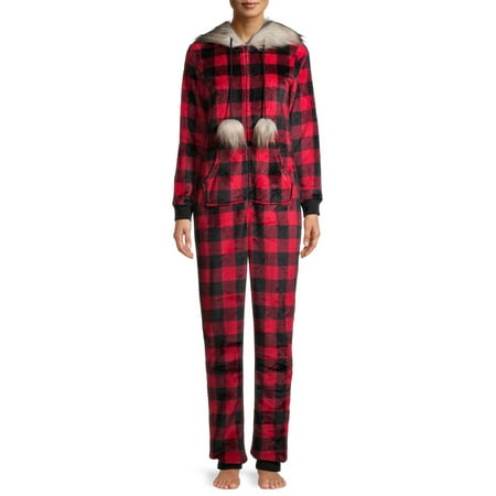 Secret Treasures Womens and Womens Plus Faux Fur Trimmed Union Suit