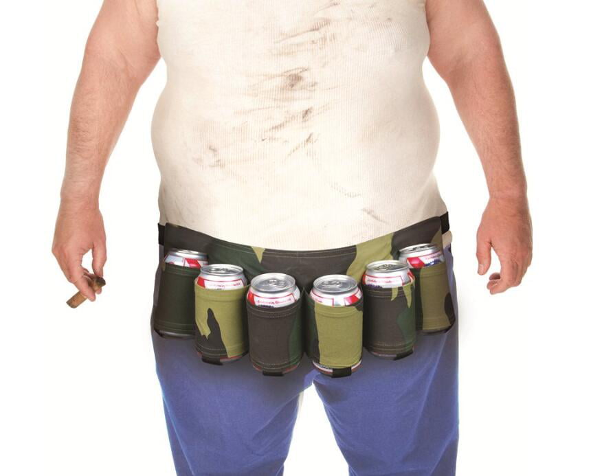 white trash style! CAMOUFLAGE 6-PK BEER CAN GAG BELT 