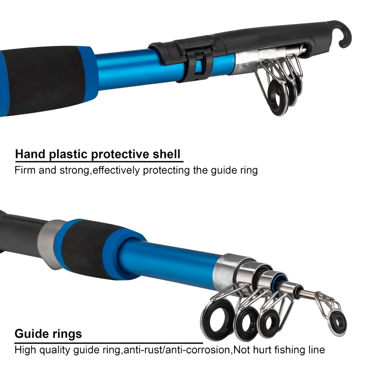 Fishing Rod and Reel Combo, 70 Inch Telescopic Casting Rod Pole with Spincast Reel, Tackle Box and Hooks Lures Swivels Carry Bag, Portable Fishing Gear Set for Beginners, Blue