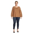 thumbnail image 2 of Terra & Sky Women's Plus Size Balloon Sleeve Top, 2 of 5