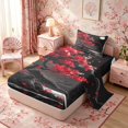 thumbnail image 2 of Manfei Ink Blossom Twin Sheet Sets for Teens, Moon Mountain Bedding, Black Red White 3-Piece, 1 Flat Sheet, 1 Fitted Sheet and 1 Pillowcase, 2 of 6