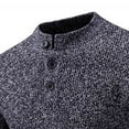 thumbnail image 4 of ZUKMRJPC Men's Crewneck Sweaters Casual Long Sleeve 3-Button Slim Fit Pullover Sweater Soft Comfy Solid Color Warm Chunky Knitted Tops, 4 of 5