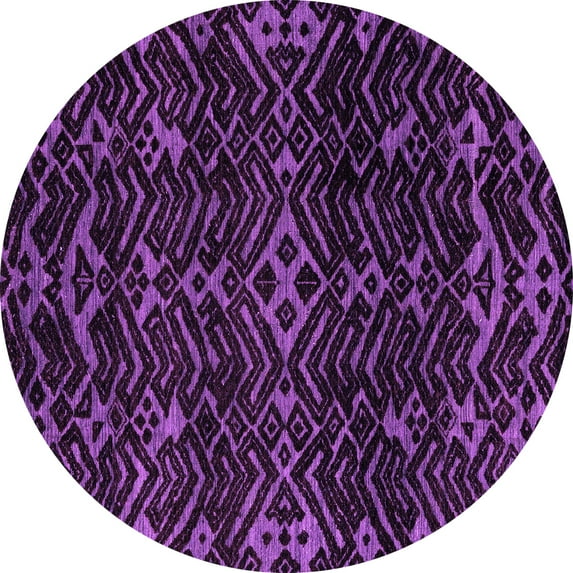 Ahgly Company Indoor Round Oriental Purple Modern Area Rugs, 7' Round