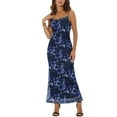 thumbnail image 2 of INSPIRE CHIC Women's Floral Maxi Dress Mesh Sleeveless Bodycon Cocktail Dress XS Black Blue, 2 of 6