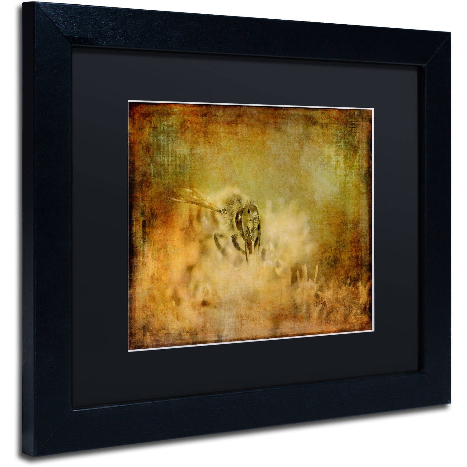 Trademark Fine Art "Send the Bees Love" Canvas Art by Lois Bryan, Black Matte, Black Frame