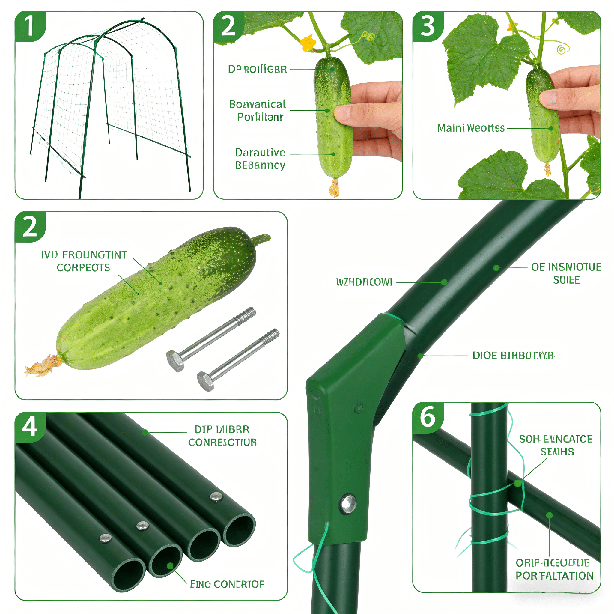 Cucumber Trellis for Raised Bed, U-Shape Garden Arch Metal Support for Climbing , Metal Arch  Support Vegetables Trellis