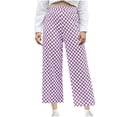 thumbnail image 3 of WRKEKC Women's Check Print Wide Leg Capri Pants Casual Ankle Length Elastic Waist for Summer & Street Style, 3 of 7