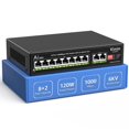 thumbnail image 1 of [Actualizado] Conmutador Poe Gigabit De 10 Puertos Con Poe De 8 Puertos Vimin Conmutador Poe De Red No Administrado De 8 Puertos A 10/100/1000 Mbps Con 2 Puertos De Enlace Ascendente Ai Watchdog Vlan, 1 of 7