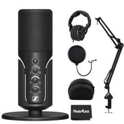 Sennheiser Profile USB Microphone, Bundle with Sennheiser HD280PRO Headphone (new model), Headphone Case for Sennheiser HD 280 Pro, Pyle Desktop Boom Stand, Microphone Pop Filter