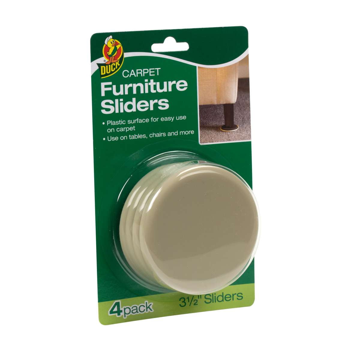 Duck Plastic Carpet Furniture Sliders 3 5 In Tan 4 Count