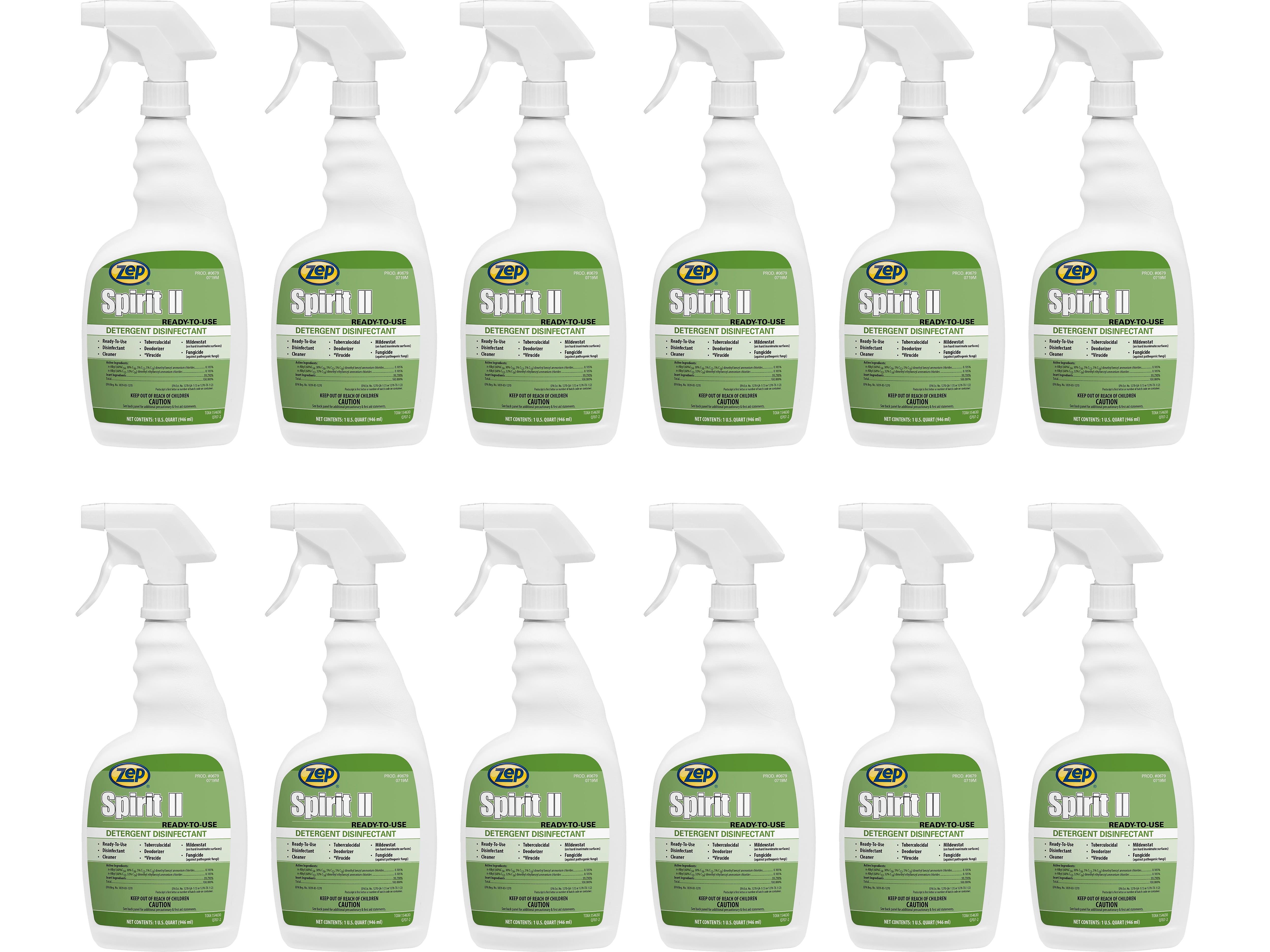 Zep 32oz Spirit II Cleaner Disinfectant Spray Case of 12