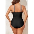 thumbnail image 2 of SOMER One Piece Swimsuit Womens Bathing Suits Tummy Control V Neck Cross Twist Front Ruched with Padded and Adjustable Straps Swimwear Black White Stripes 2XL, 2 of 6