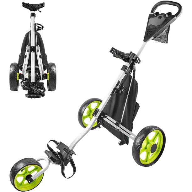 WeGuard Foldable 2 Wheel Golf Push Pull Cart, Lightweight Folding Sturdy  Steel Golf Trolley