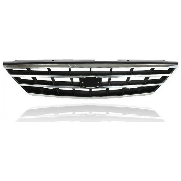 Grille - Compatible/Replacement for '00-04 Kia Spectra Sedan - Main Upper Black Frame, Chrome Trim Insert, Emblem Provision - 0K2NA50710