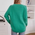 thumbnail image 4 of Fesfesfes Women's Pullover Fall Winter Sweater Leisure Long Sleeve Round Mock Neck Solid Color Tops Solid Color Warmkeeping Comfy Sweater(Green#2,XL), 4 of 8