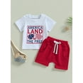 thumbnail image 2 of CIYCuIT Toddler Baby Boys Independence Day Outfits Short Sleeve Letter Print T-shirt + Solid Color Shorts 2Pcs 6M 12M 18M 24M 3T Infant Casual 4th of July Shorts Sets, 2 of 9