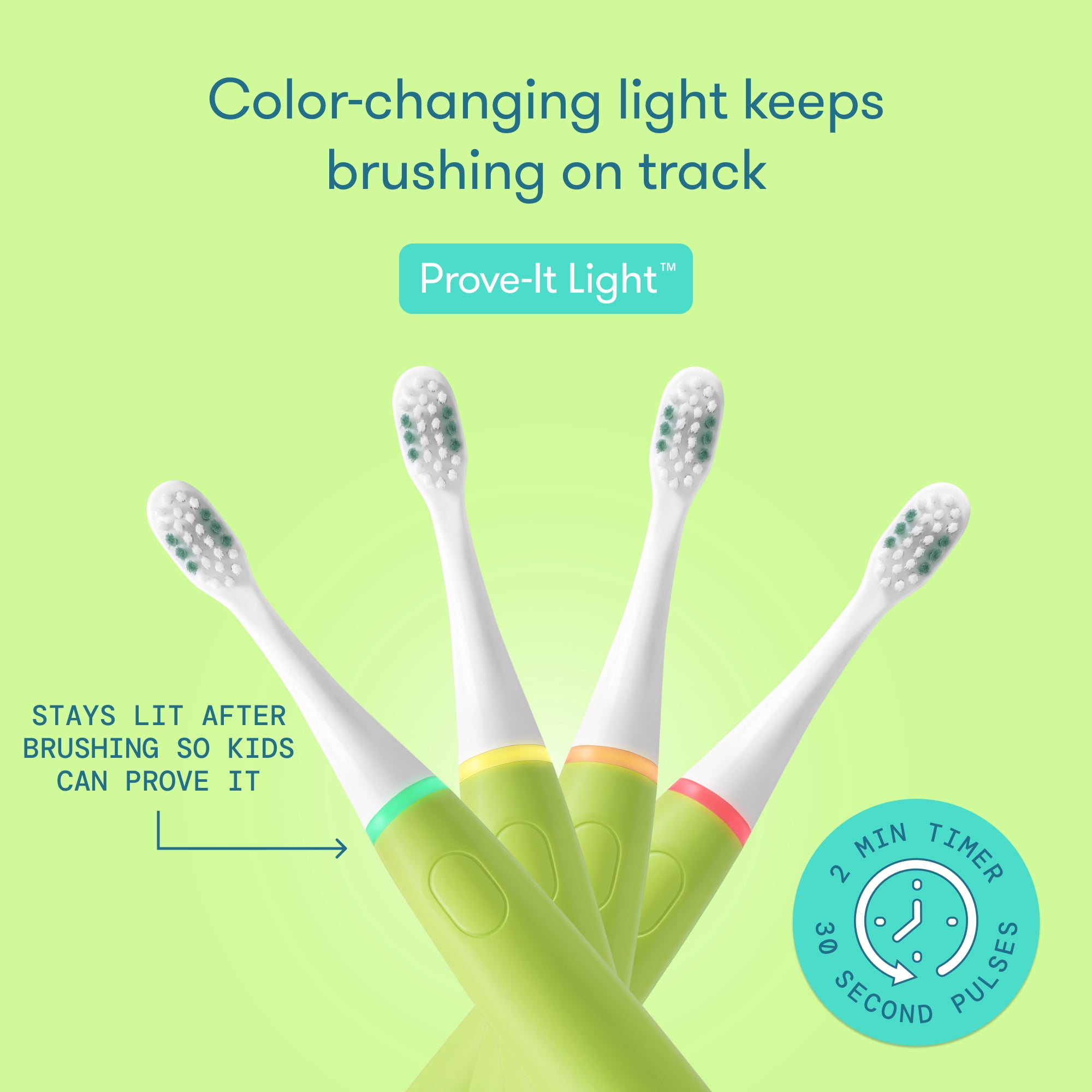 Frida For Kids Electric Toothbrush for Kids, Citrus Green, Medium Bristles, 1 Count