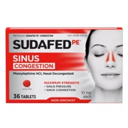 SUDAFED PE Congestion Maximum Strength Non-Drowsy Tablets 36 ea (Pack of 6)