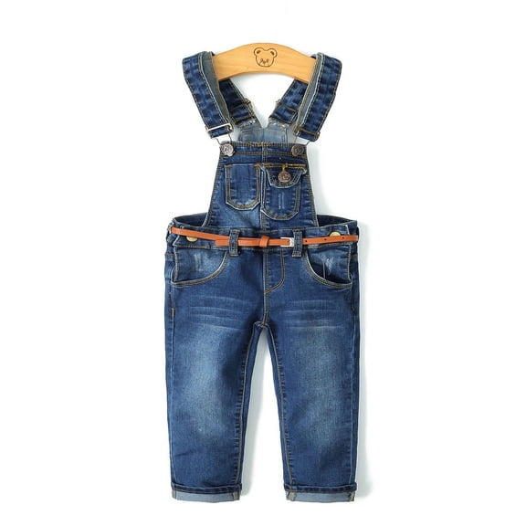 KIDSCOOL SPACE Baby Boy Girl Jean Overalls,Toddler Slim Cute Denim Jumper,Blue,12-18 Months