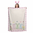 thumbnail image 2 of Throw Blanket Fleece Throw Blanket 50x80in, Happy Easter Colorful Lattice Bunny Soft Lightweight Bed Blankets Spring Floral on Cotton Burlap Fuzzy Couch Blankets for All Season, 2 of 9