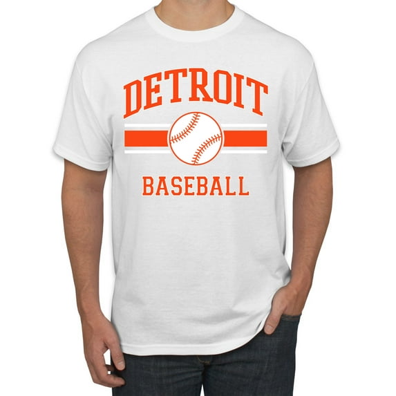 Wild Bobby City of Detroit Baseball Fantasy Fan Sports Men's T-Shirt, White, Large