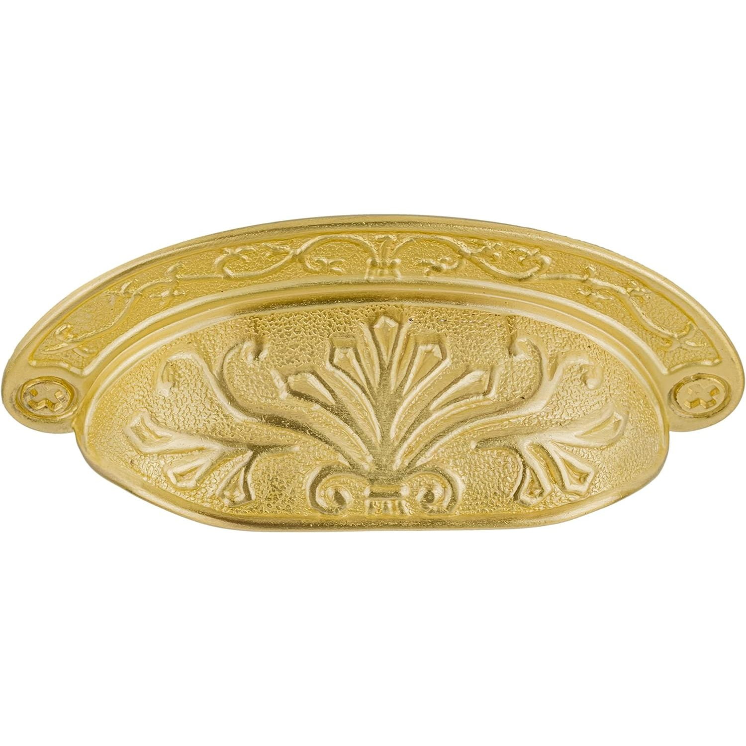 Baroque Scroll Work Brass Drawer Bin Pull 2 1/2" Centers Cup Pull