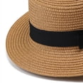 thumbnail image 4 of Women's Straw Boater Sun Hats, Flat Top Wide Brim Sun Hat with Black Bow Ribbon, Foldable Beach Hat for Daily Outdoor, 4 of 5