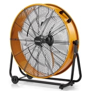 FOHERE 24 Inch High Velocity Industrial Drum Fan, 8500 CFM Heavy Duty Metal Floor Fan with Wheels, 360° Tilt 3-Speed Shop Fan, Portable Barn Fan with Wide Handle for Warehouse, Garage, Factory, Gym