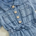 thumbnail image 5 of Ticikt Summer Toddler Girl Jumpsuit Shorts Little Girl Overalls Clothes Baby Jean Romper Jumpsuit One Piece Outfit,Color:Blue,12-18 Months, 5 of 8