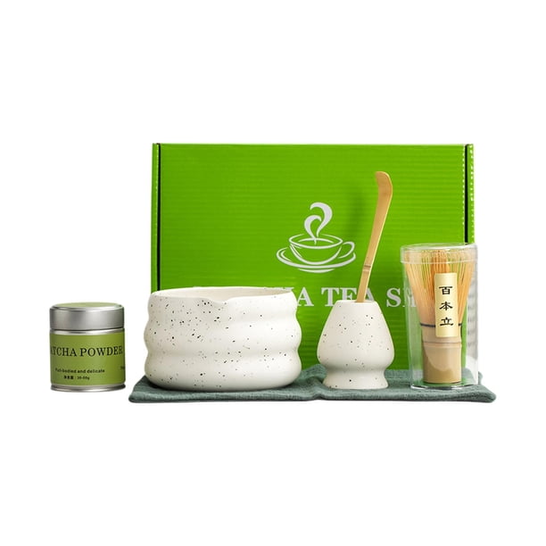 6 piezas Matcha Tea Bowl Matcha Ceremony Set Tea Set Batch and Batcher Bowl para que el té haga té amantes blanco