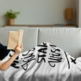thumbnail image 3 of Xo Soft Flannel Fleece Throw Blanket, Mermaid Kisses Starfish Wishes Love Message Inspirational Words Lifestyle Image, Cozy Plush for Indoor and Outdoor Use, 50" x 70", Black and White, by Ambesonne, 3 of 5