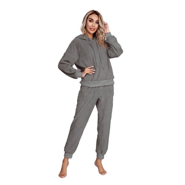 Pompotops 2PC Mode Femme Patchwork Manches Longues Chemisier Pantalons Lâches Ensembles