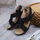 thumbnail image 5 of Sandalias de cuña para mujer, cómodas para exteriores, con soporte para el arco del pie (negro 38), 5 of 9