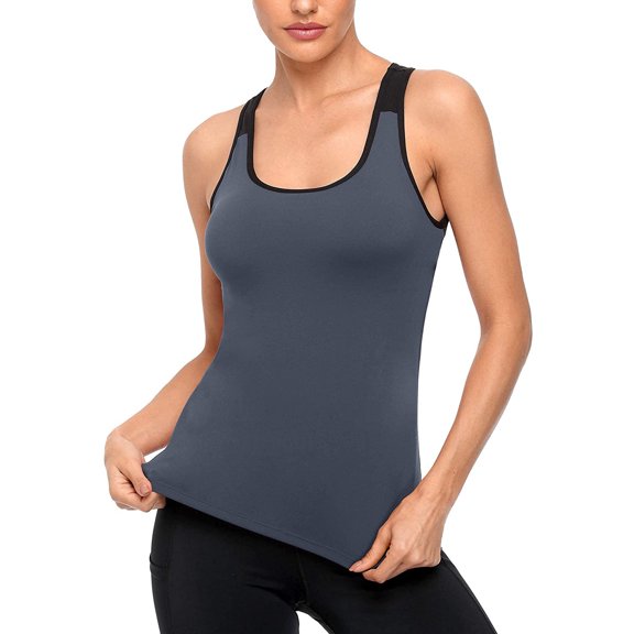 Women's Open Back Workout Tank Top with Built in Bra Athletic Yoga Running Shirt