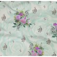 thumbnail image 4 of oneOone Organic Cotton Poplin Twill Fabric Watercolor Leaves & Peony Floral Print Fabric By The Yard 42 Inch Wide, 4 of 4