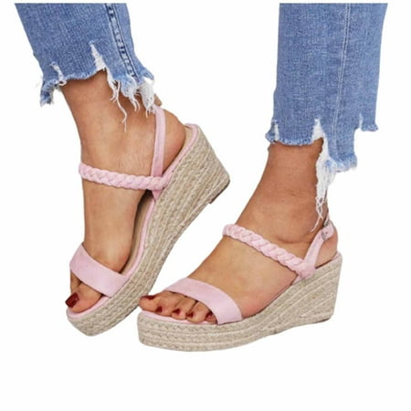 

Sandals for Women Wedge Boho Espadrilles Platform Ankle Buckle Strap Sandal Open Toe Summer Casual Beach Sandals