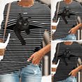 thumbnail image 2 of IKemiter Chandail Décontracté pour Femmes Chat Noir Manches Longues 3D Chat Noir Rayé Tops Graphiques, 2 of 7