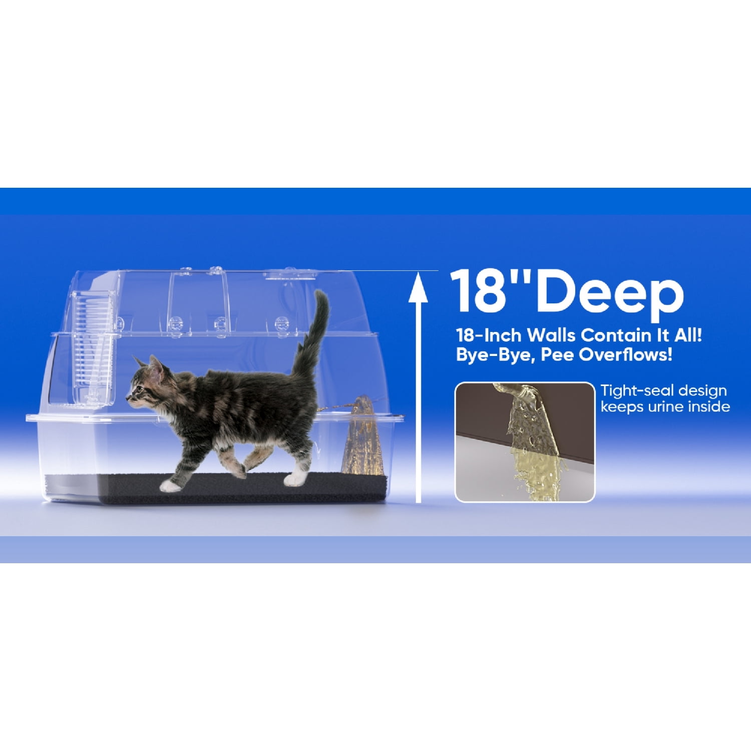 FENGFAN XL Stainless Steel Cat Litter Box with Lid, 180 °   Flip-Top, Odor-Proof Anti-Leak with Scoop for Large Cats, 1 Pack