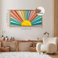 thumbnail image 4 of HPNIUB Boho Sun Framed Wooden Wall Art Colorful Rainbow Geometric Line Decor Sunshine Artwork for Living Room Bedroom Office 16x32 Inch, 4 of 9