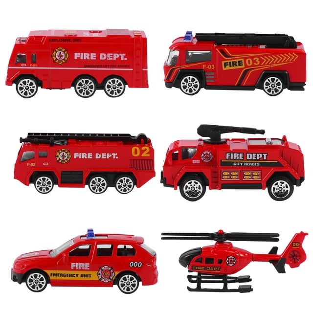 6pcs Inertia Control Toys Die-cast Car Models Simulation Fire Engine Fun Festival Gift for Kids Children