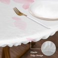 thumbnail image 3 of Modern Pink Round Tablecloth, Fitted Table Cover with Elastic for 36"-44" Round Tables, Gradient Floral Abstract Bohemian White Table Cloth Outdoor Indoor Dinning Party Waterproof Tablecloths, 3 of 7