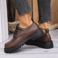 thumbnail image 4 of Pandaie Oxford Shoes for Women Comfortable Lace up Platform Casual Loafers Non Slip Office Business Dress Work Shoes Brown 8.5, 4 of 7