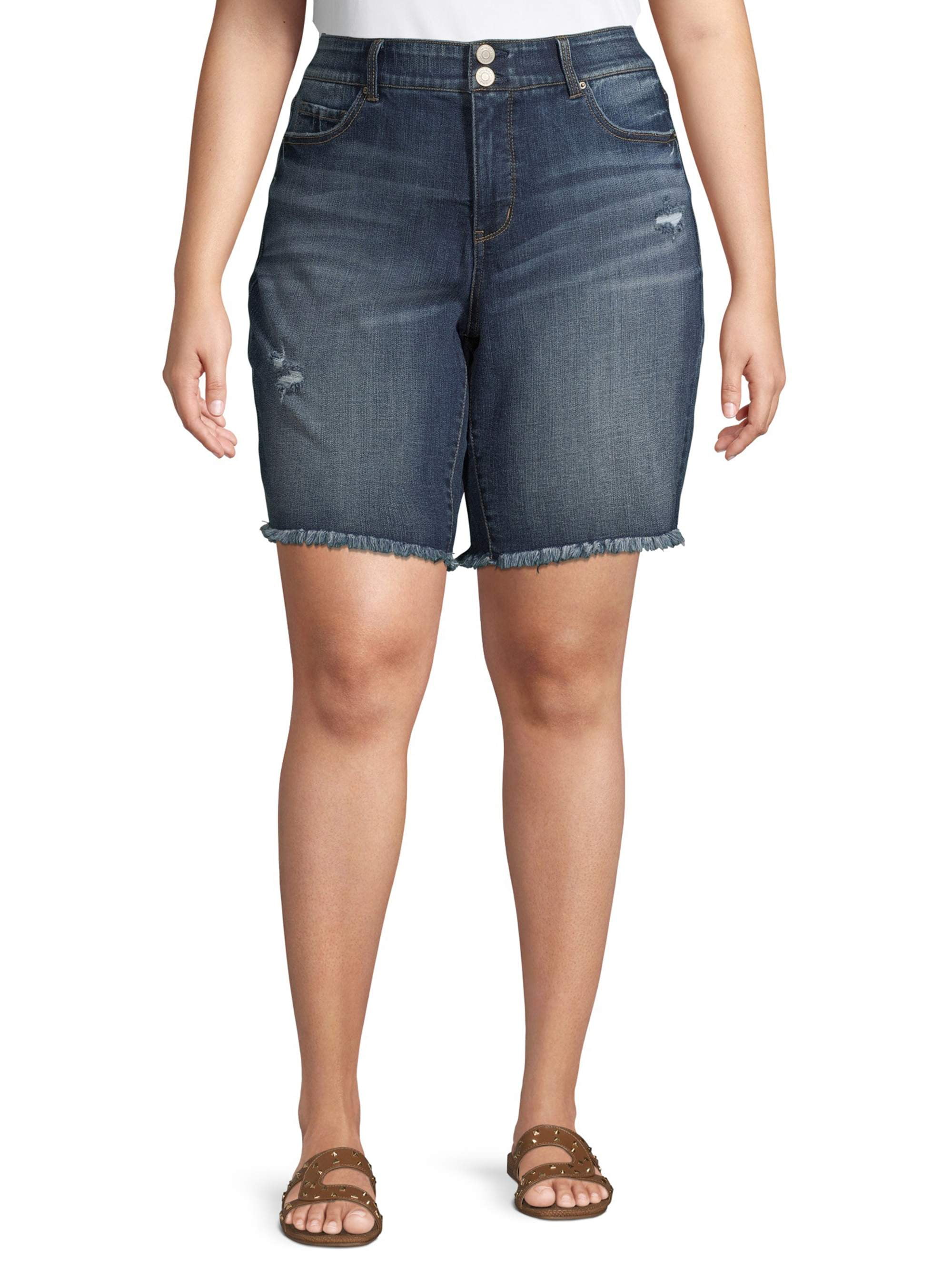 women's plus size denim bermuda shorts